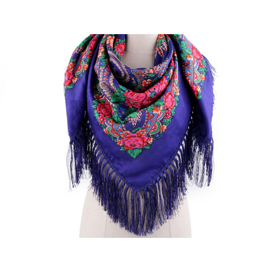 Batic / eşarfă satinată cu motiv floral, 105x105 cm - Alb (1 Bucată) Batic / eşarfă satinată cu motiv floral, 105x105 cm - Alb (1 Bucată)