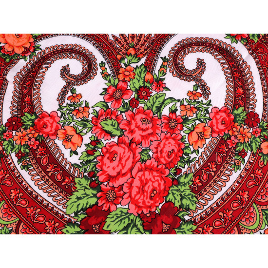 Batic / eşarfă satinată cu motiv floral, 105x105 cm - Alb (1 Bucată) Batic / eşarfă satinată cu motiv floral, 105x105 cm - Alb (1 Bucată)