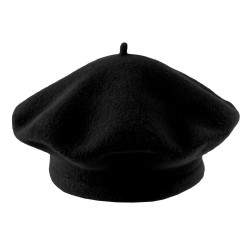 Beret damski / dziewczęcy tonak 100 % wełna - Czarny (1 Sztuka)