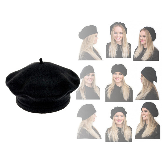 Beret damski / dziewczęcy tonak 100 % wełna - Jasnybeżowy (4 Sztuki) Beret damski / dziewczęcy tonak 100 % wełna - Jasnybeżowy (4 Sztuki)