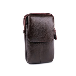 Étui en cuir pour homme/sacoche de ceinture pour téléphone portable, 10,5 x 17 cm - Marron (1 Pièce)