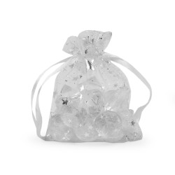 Woreczek podarunkowy 7x8,5 cm organza gwiazdki - White (100 Sztuki)