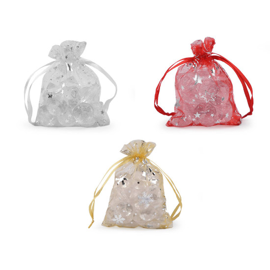 Woreczek podarunkowy 7x8,5 cm organza gwiazdki - Złoty (5 Sztuki) Woreczek podarunkowy 7x8,5 cm organza gwiazdki - Złoty (5 Sztuki)
