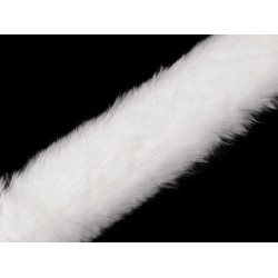Bordure décorative en fourrure, à coudre, plate, coupée, largeur 5 cm - Blanc (1 Pièce)