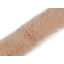 Bordure décorative en fourrure, à coudre, plate, coupée, largeur 5 cm - Chameau beige (1 Pièce)