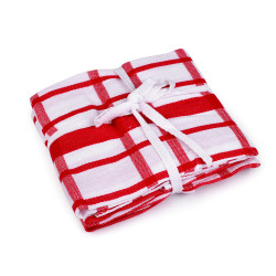 Checkered cotton kitchen towel 50x70 cm, egyptian cotton - Red (12 Pieces)