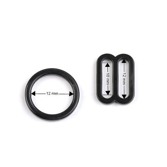 Anillos de sujetador y ajustadores, ancho 12 mm - Negro (20 Piezas) Anillos de sujetador y ajustadores, ancho 12 mm - Negro (20 Piezas)