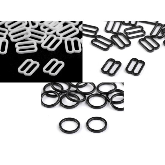 Anillos de sujetador y ajustadores, ancho 12 mm - Negro (20 Piezas) Anillos de sujetador y ajustadores, ancho 12 mm - Negro (20 Piezas)