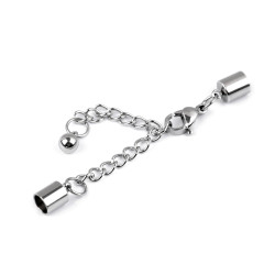 Set - lobster clasp with extension chain - Platinum (1 Set)