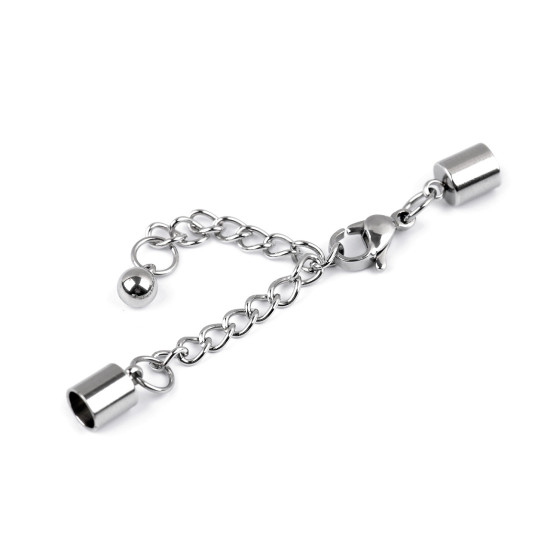 Set - lobster clasp with extension chain - Platinum (1 Set) Set - lobster clasp with extension chain - Platinum (1 Set)