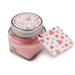 Small scented candle in a glass jar with a name tag 28 g - Pink (1 Piece)