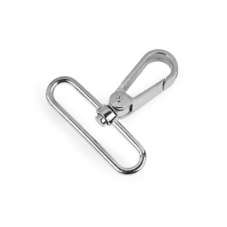 Karabińczyk metalowy z krętlikiem otwór do przewlekania 50 mm - Nikiel (10 Sztuki)