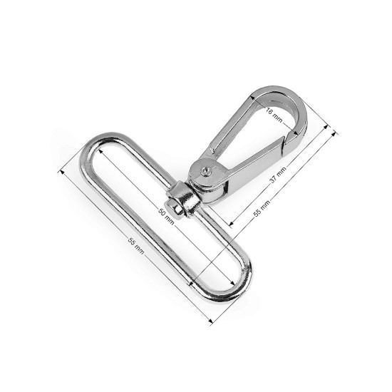 Karabińczyk metalowy z krętlikiem otwór do przewlekania 50 mm - Czarny lakier (50 Sztuki) Karabińczyk metalowy z krętlikiem otwór do przewlekania 50 mm - Czarny lakier (50 Sztuki)