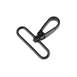 Karabińczyk metalowy z krętlikiem otwór do przewlekania 50 mm - Czarny lakier (10 Sztuki)