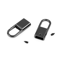 Strap end caps with snap hook, width 9 mm - Black nickel (10 Pieces)