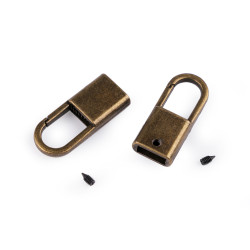Strap end caps with snap hook, width 9 mm - Vintage brass (10 Pieces)
