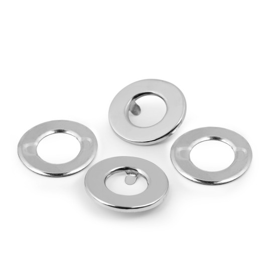 Metal snap grommet / eyelet, inner ø12 mm / outer ø26 mm - Nickel (10 Pairs) Metal snap grommet / eyelet, inner ø12 mm / outer ø26 mm - Nickel (10 Pairs)