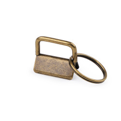 Key fob hardware with split ring width 25 mm - Vintage brass (100 Pieces)