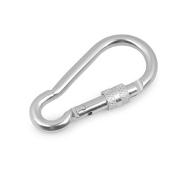 Alloy keyring carabiner / snap hook safety clip - Nickel (1 Piece)
