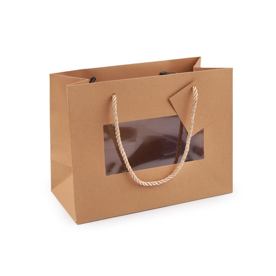 Torebka papierowa natural z okienkiem i szerokim dnem - Naturalny brąz (1 Sztuka) Torebka papierowa natural z okienkiem i szerokim dnem - Naturalny brąz (1 Sztuka)
