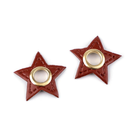 Oczka kaletnicze na eko-skórze do naszycia gwiazdki, otwór do przewlekania 8 mm - Czarny (20 Sztuki) Oczka kaletnicze na eko-skórze do naszycia gwiazdki, otwór do przewlekania 8 mm - Czarny (20 Sztuki)