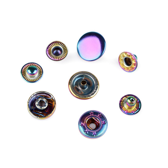 Metal press studs ø15 mm, for medium-thick fabrics, rainbow - Multicolor (50 Sets) Metal press studs ø15 mm, for medium-thick fabrics, rainbow - Multicolor (50 Sets)