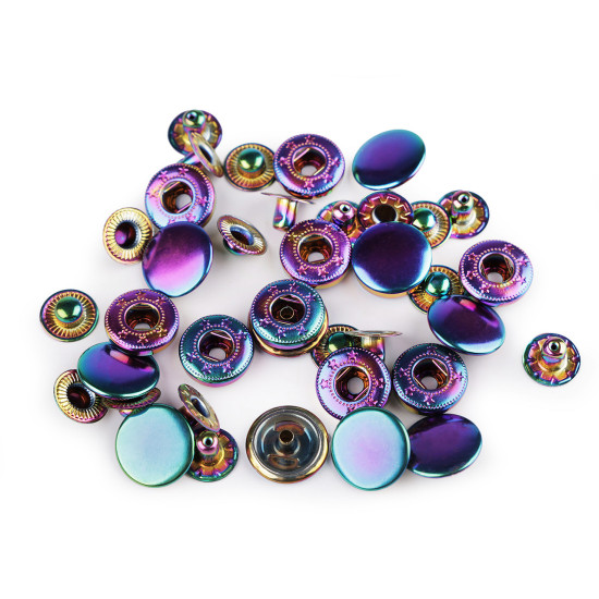 Metal press studs ø15 mm, for medium-thick fabrics, rainbow - Multicolor (50 Sets) Metal press studs ø15 mm, for medium-thick fabrics, rainbow - Multicolor (50 Sets)