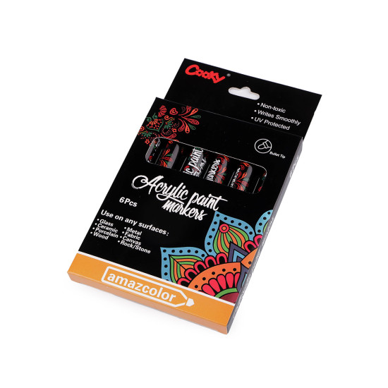 Akrylový fix / popisovač sada 6 ks, 1-2 mm - Mix (1 Krabice) Akrylový fix / popisovač sada 6 ks, 1-2 mm - Mix (1 Krabice)