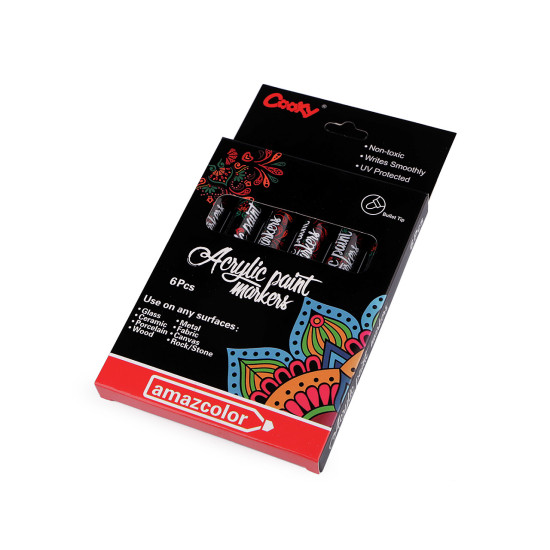Akrylový fix / popisovač sada 6 ks, 1-2 mm - Mix (1 Krabice) Akrylový fix / popisovač sada 6 ks, 1-2 mm - Mix (1 Krabice)
