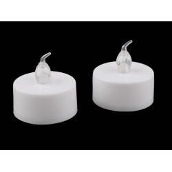 Battery operated flameless tea lights, led electric candles ø3.6 cm - White (2 Pieces)