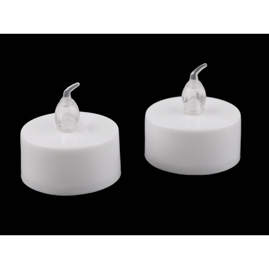 Battery operated flameless tea lights, led electric candles ø3.6 cm - White (2 Pieces) Battery operated flameless tea lights, led electric candles ø3.6 cm - White (2 Pieces)