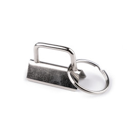 Key fob hardware with split ring width 32 mm - Nickel (100 Pieces)