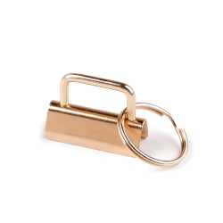 Key fob hardware with split ring width 32 mm - Pink gold (100 Pieces)