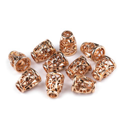 Cord end caps / metal decorative cord end tips, ø4.5 mm - Pink gold (100 Pieces)