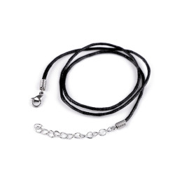 Collar con cierre de acero inoxidable, largo 45 cm - Negro (1 Pieza)