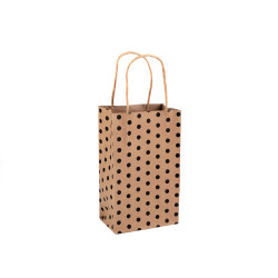 Torebka papierowa z kropeczkami 13x21,5 cm - Naturalny brąz (100 Sztuki)