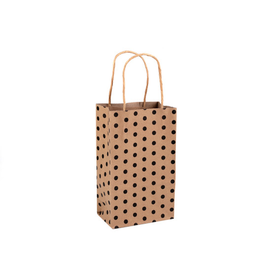 Torebka papierowa z kropeczkami 13x21,5 cm - Naturalny brąz (20 Sztuki) Torebka papierowa z kropeczkami 13x21,5 cm - Naturalny brąz (20 Sztuki)