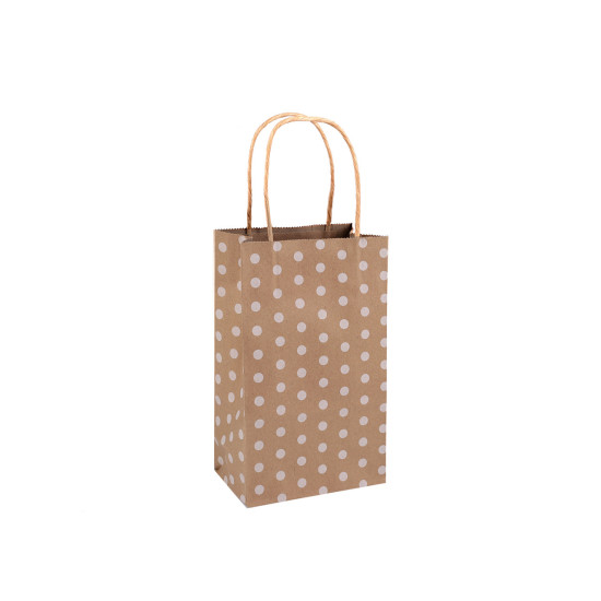Torebka papierowa z kropeczkami 13x21,5 cm - Naturalny brąz (20 Sztuki) Torebka papierowa z kropeczkami 13x21,5 cm - Naturalny brąz (20 Sztuki)
