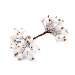 Artificial berries for arranging, frosted - White (20 Pieces)