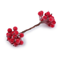 Artificial berries for arranging, frosted - Red (20 Pieces)