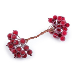 Artificial berries for arranging, frosted - Dark red (20 Pieces)