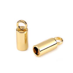 Cord end caps / metal decorative cord end tips, ø7 mm - Gold classic (10 Pieces)