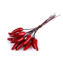 Artificial chili peppers on a wire - Red (12 Pieces)