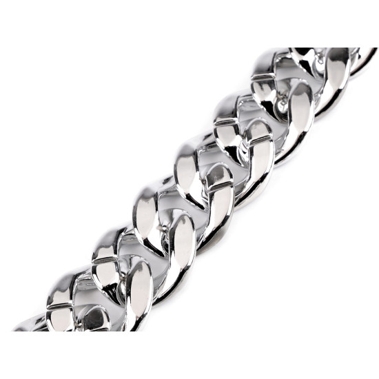 Catenina in plastica per la decorazione di abiti e accessori, larghezza: 34 mm - Argento (10 Metri) Catenina in plastica per la decorazione di abiti e accessori, larghezza: 34 mm - Argento (10 Metri)