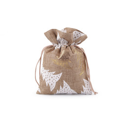Christmas gift bag 14x19 cm imitation jute - Natural burlap (1 Piece)