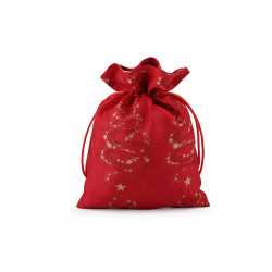 Christmas gift bag 14x19 cm imitation jute - Red (1 Piece)