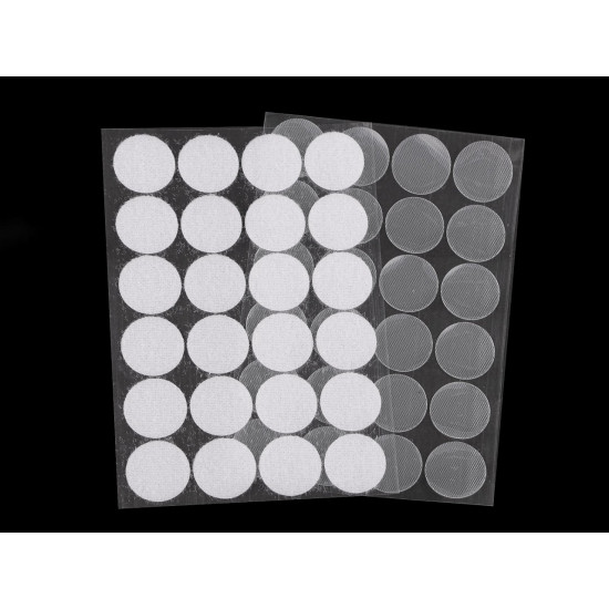 Hook and loop fastener self-adhesive circles ø25 mm - White (1 Card) Hook and loop fastener self-adhesive circles ø25 mm - White (1 Card)