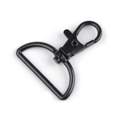 Karabińczyk metalowy z krętlikiem, otwór do przewlekania 30 mm - Czarny lakier (1 Sztuka)
