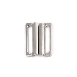 Metal swimwear fastener buckle / bikini bra clip width 20 mm - Nickel (10 Pairs)