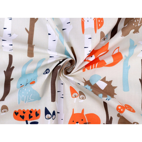 Cotton fabric / canvas fox in the forest - Lightbeige (10 Meters) Cotton fabric / canvas fox in the forest - Lightbeige (10 Meters)